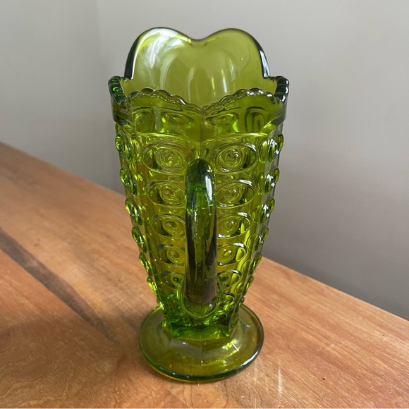 Vintage 1960s Viking Glass Yesteryear Bullseye Avocado Green Glass Pitcher 1810 - Picture 4 of 6
